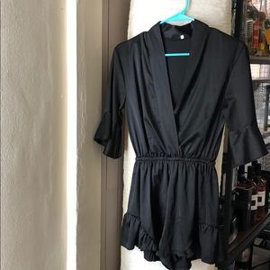 Black Satin Romper